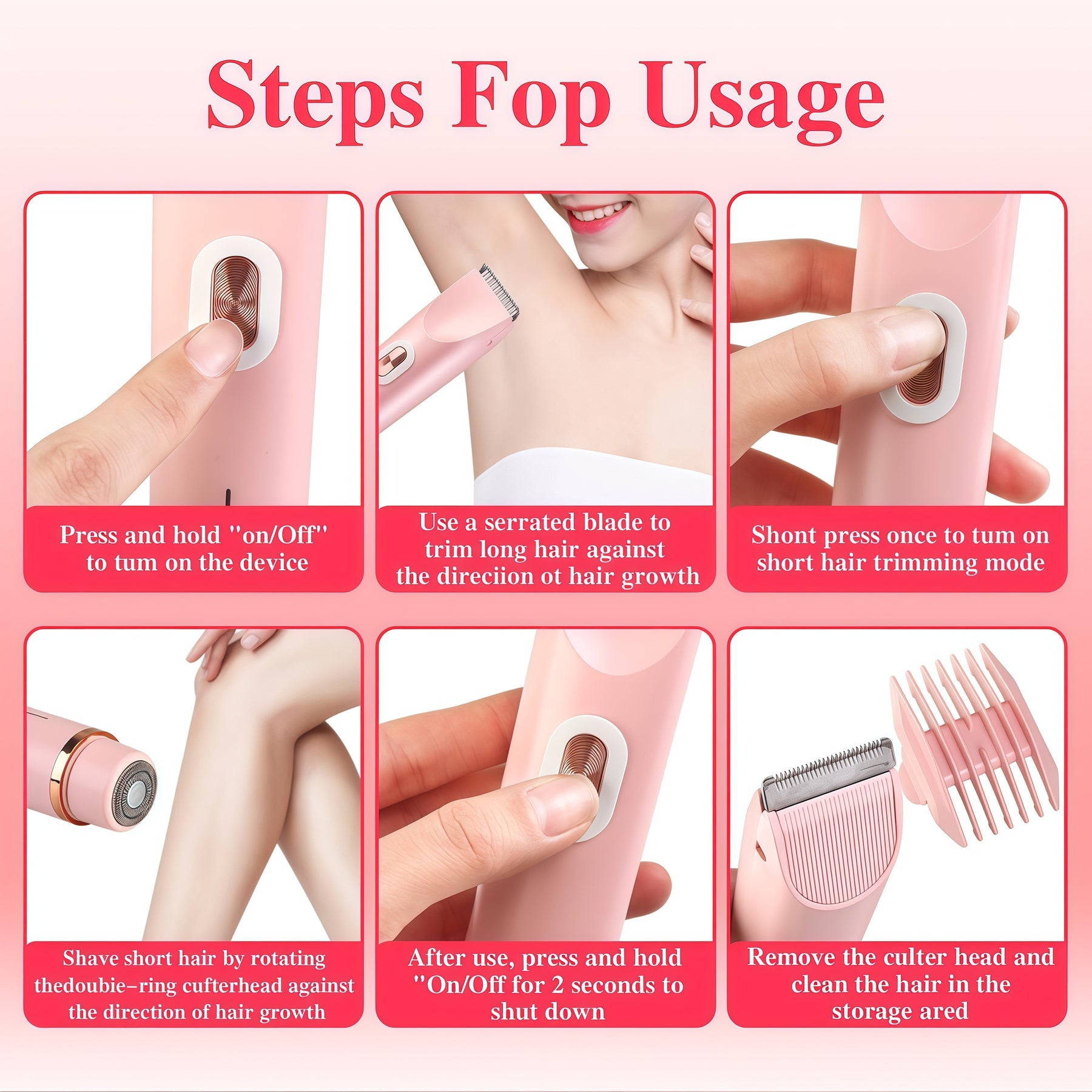 2-in-1 Pink Dual Trimmer for Women - Electric Shaver