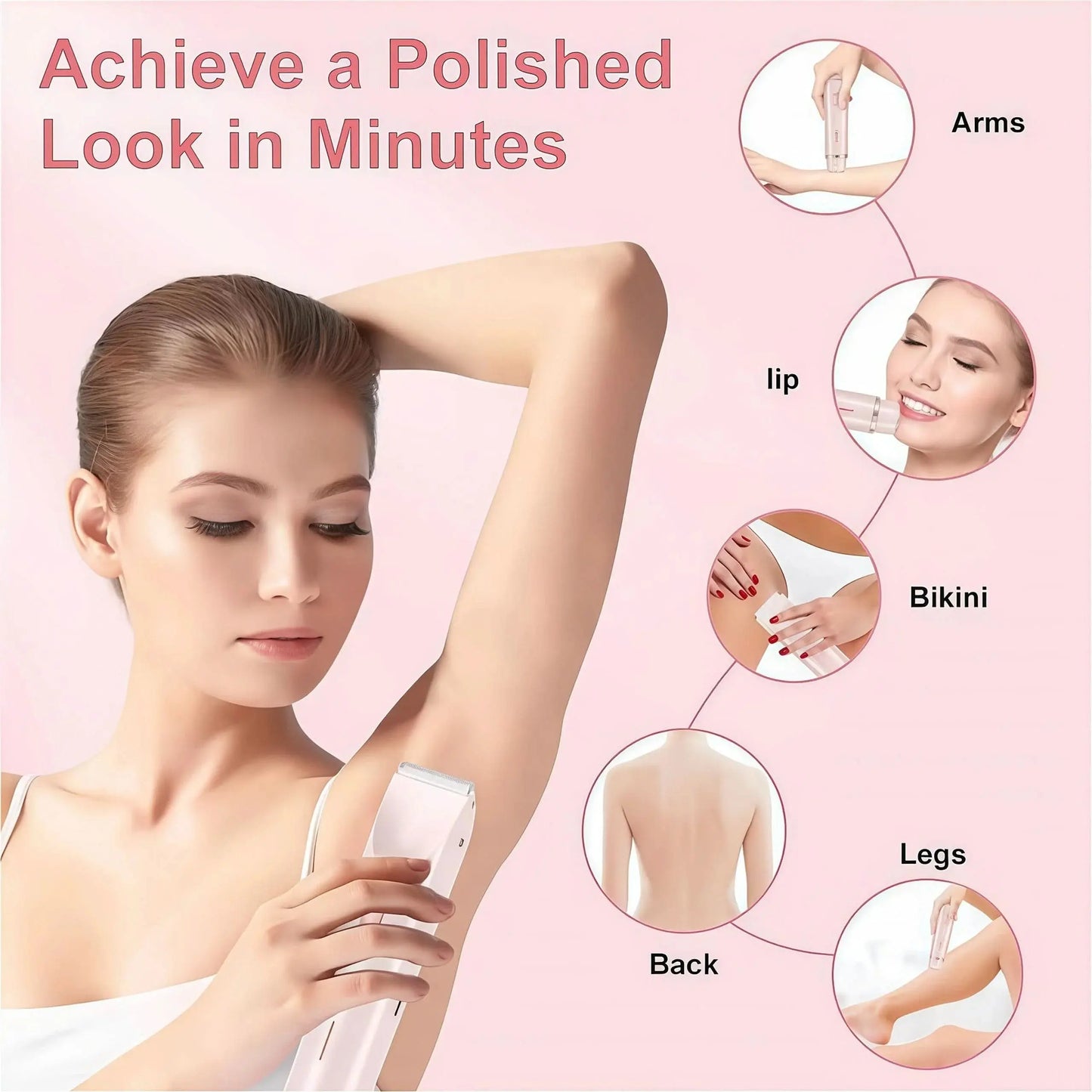 2-in-1 Pink Dual Trimmer for Women - Electric Shaver - Divine Beauty
