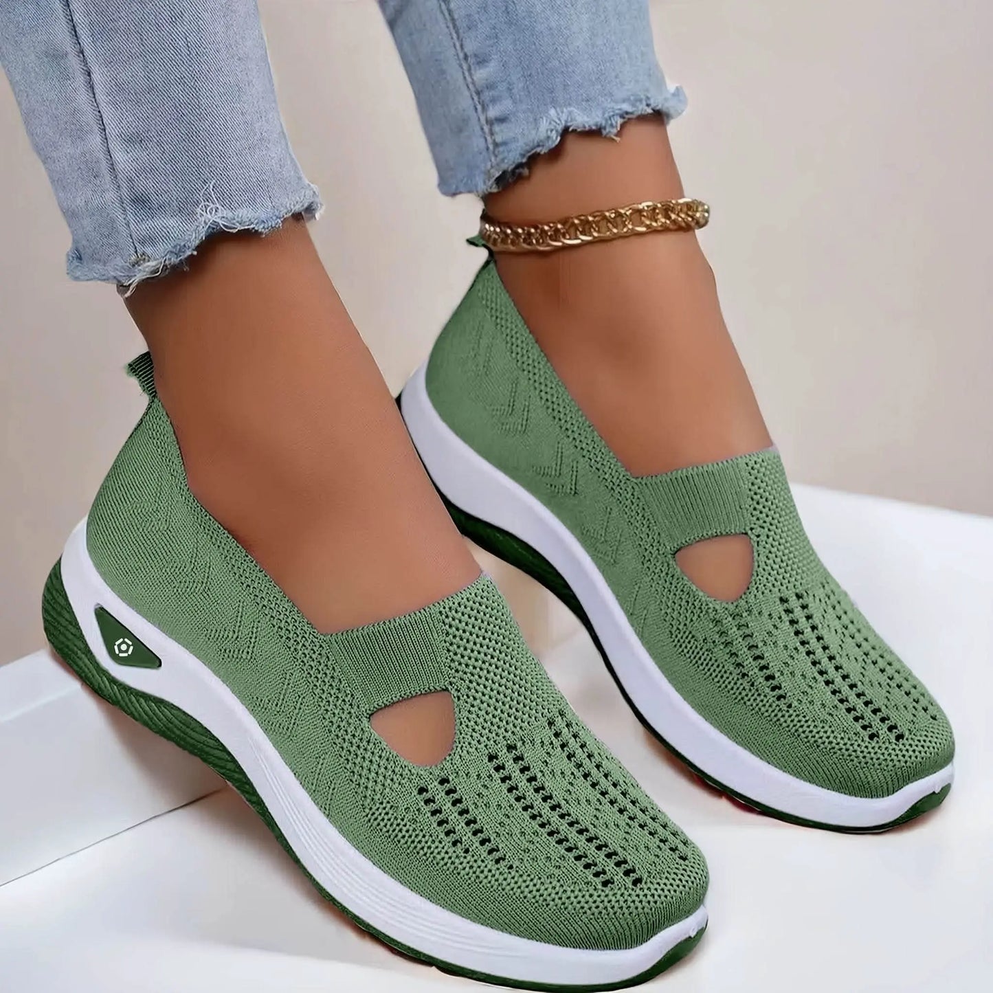 Trendy Women's Breathable Knit Sneakers - Divine Beauty