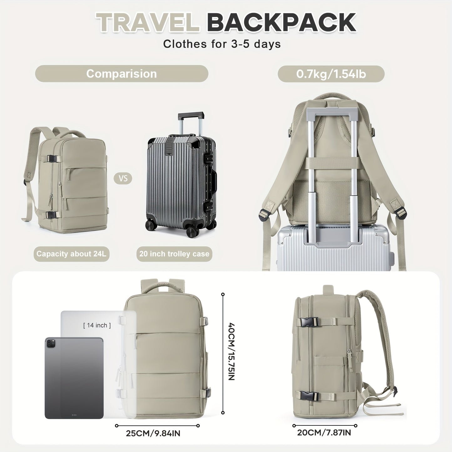 Ryanair handbagage 40x20x25 inch handbagagetas voor onder de stoel Nieuwe Easyjet handbagage-rugzak Handbagage-rugzak Rugzak Casual dagrugzak Schooltas Geschikt voor 35,56 cm Laptop