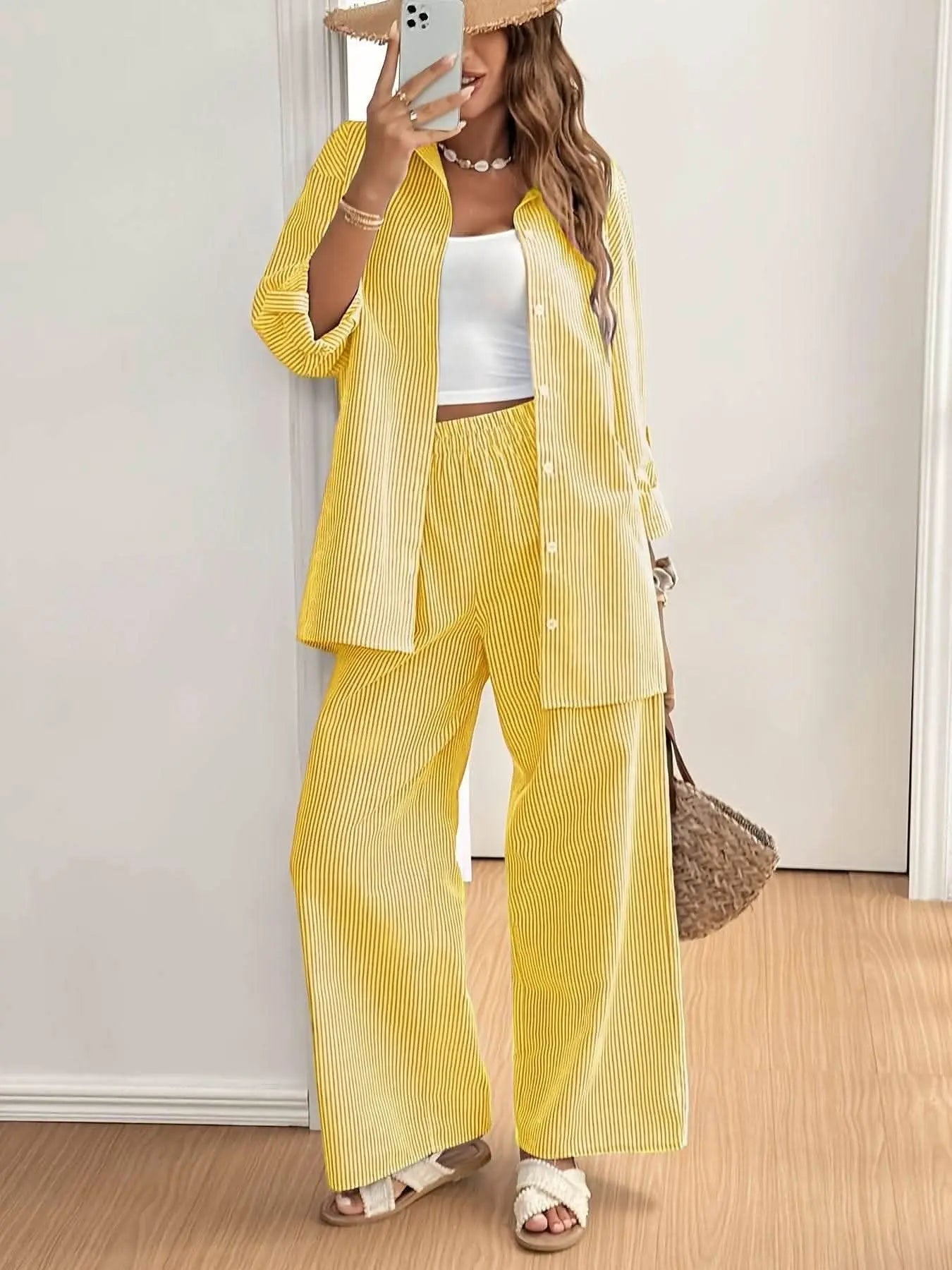 Lyra – Striped Two-Piece Set - Divine Beauty