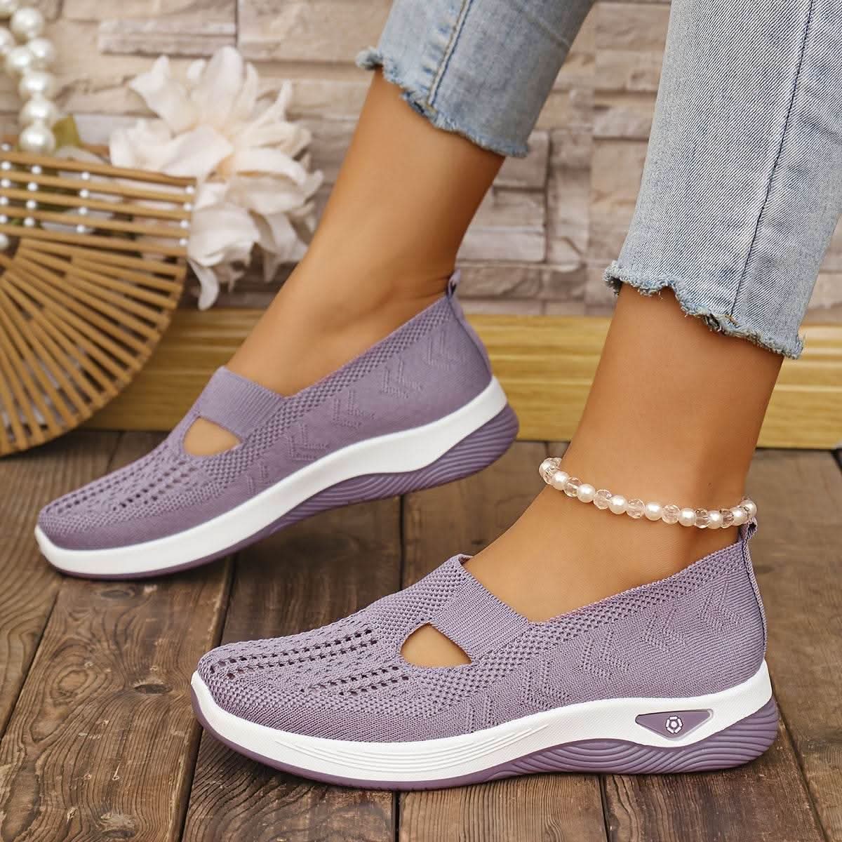 Trendy Women's Breathable Knit Sneakers - Divine Beauty