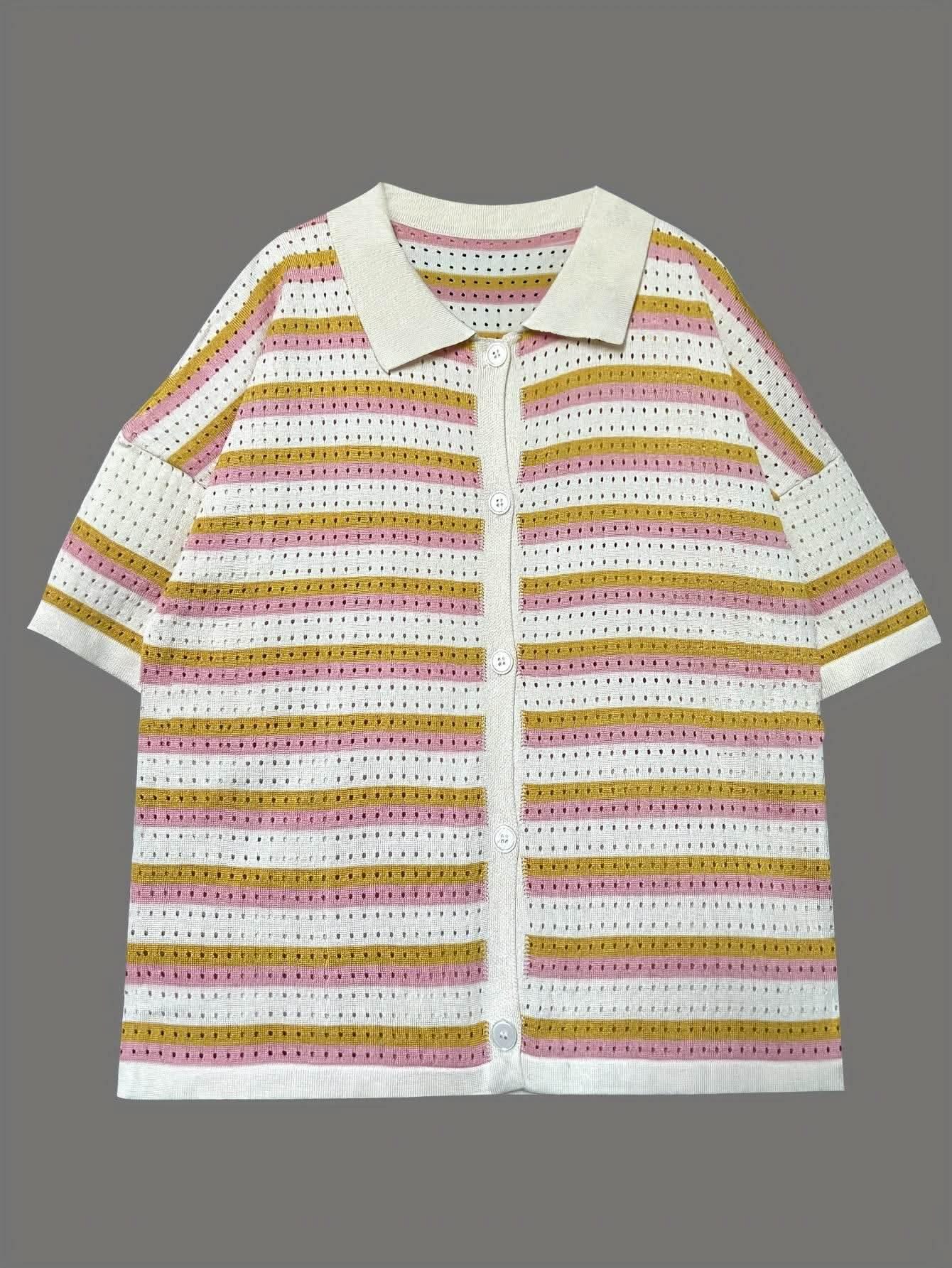 Amalfi Set – Striped Button-Up Lounge Co-Ord - Divine Beauty