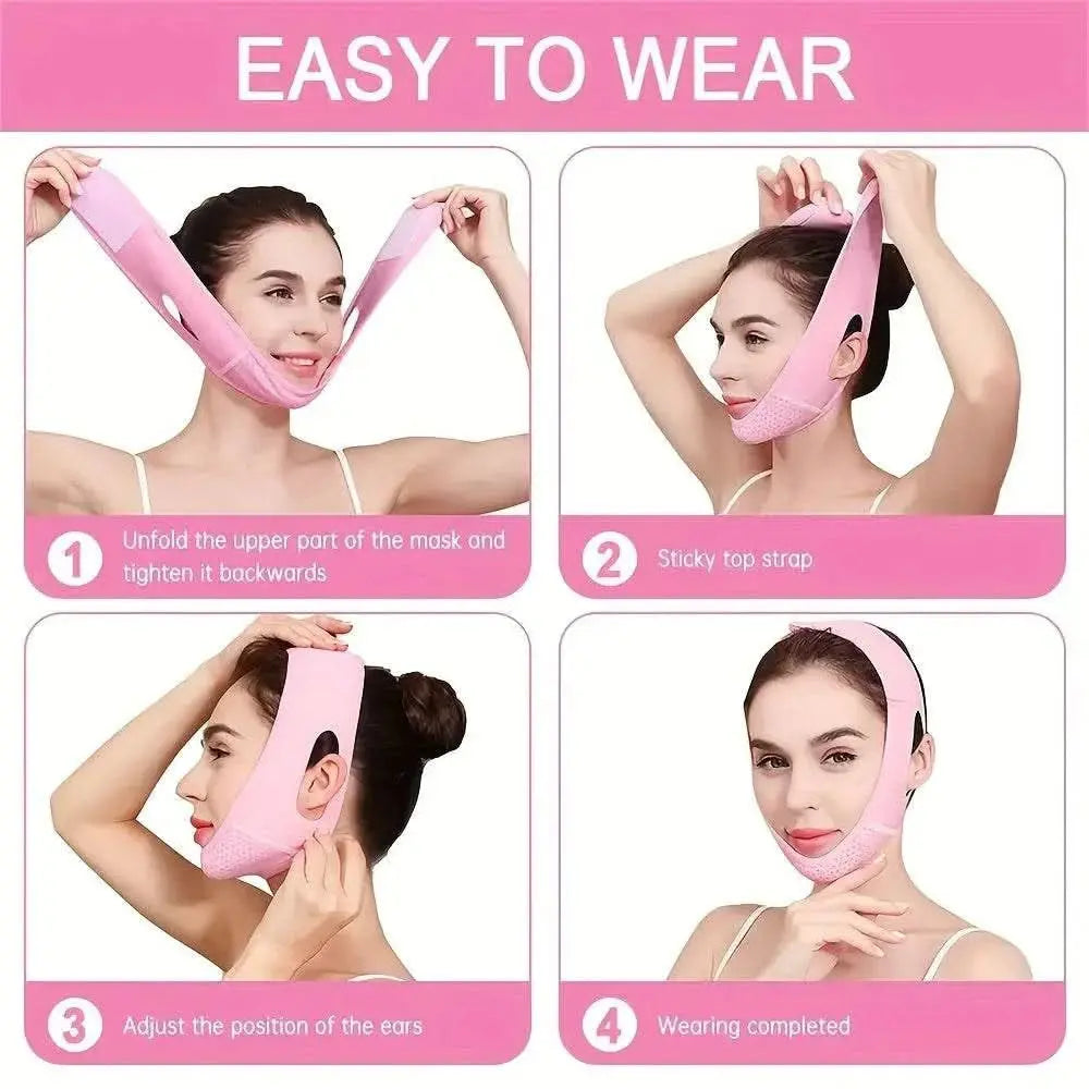 1pc Reusable V-Line Mask For Face And Jawline - Chin Facial Strap Mask - V Line Face Massage Strap - Beauty Face Belt Women Gift - Divine Beauty