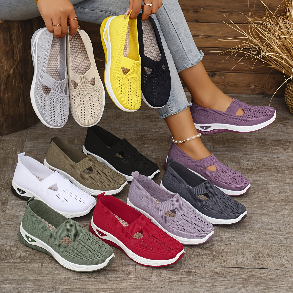 Trendy Women's Breathable Knit Sneakers