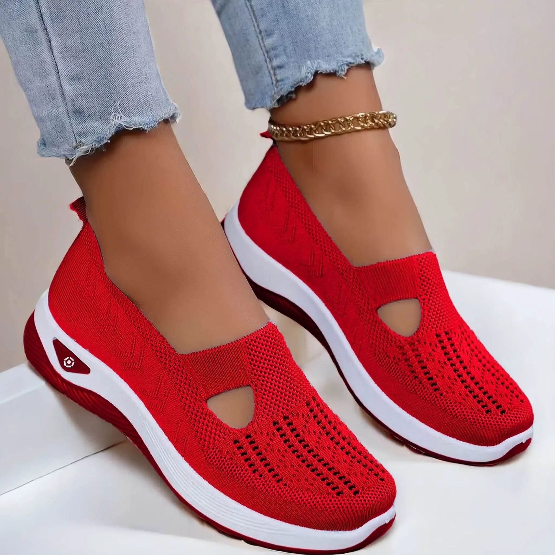 Trendy Women's Breathable Knit Sneakers - Divine Beauty