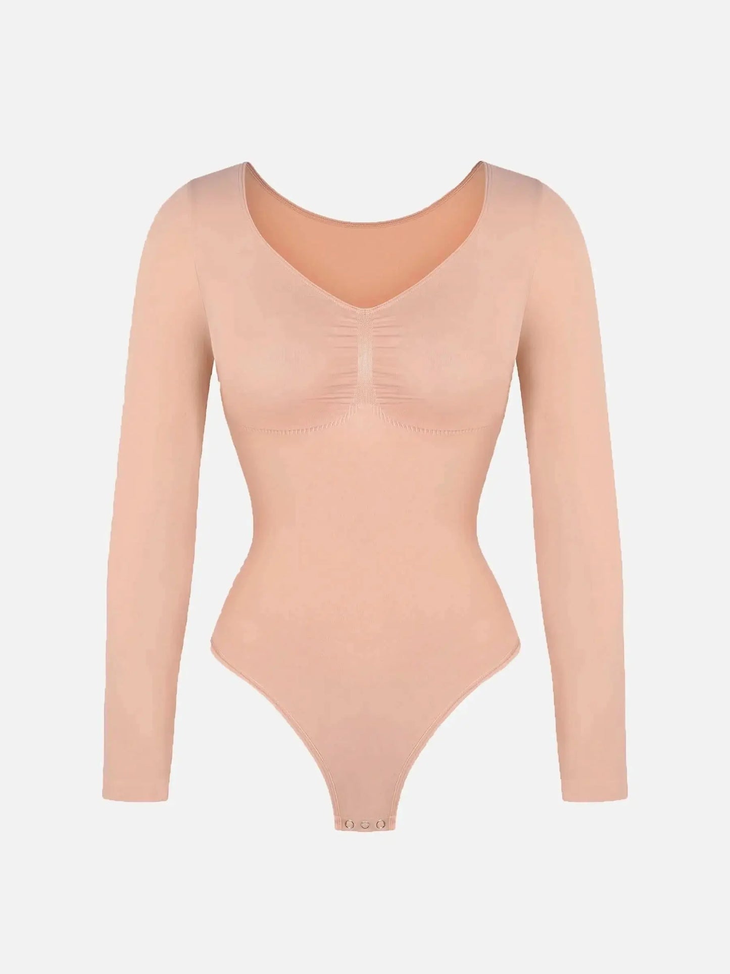 Seamless Long Sleeve Tummy Control Thong Bodysuit - Divine Beauty