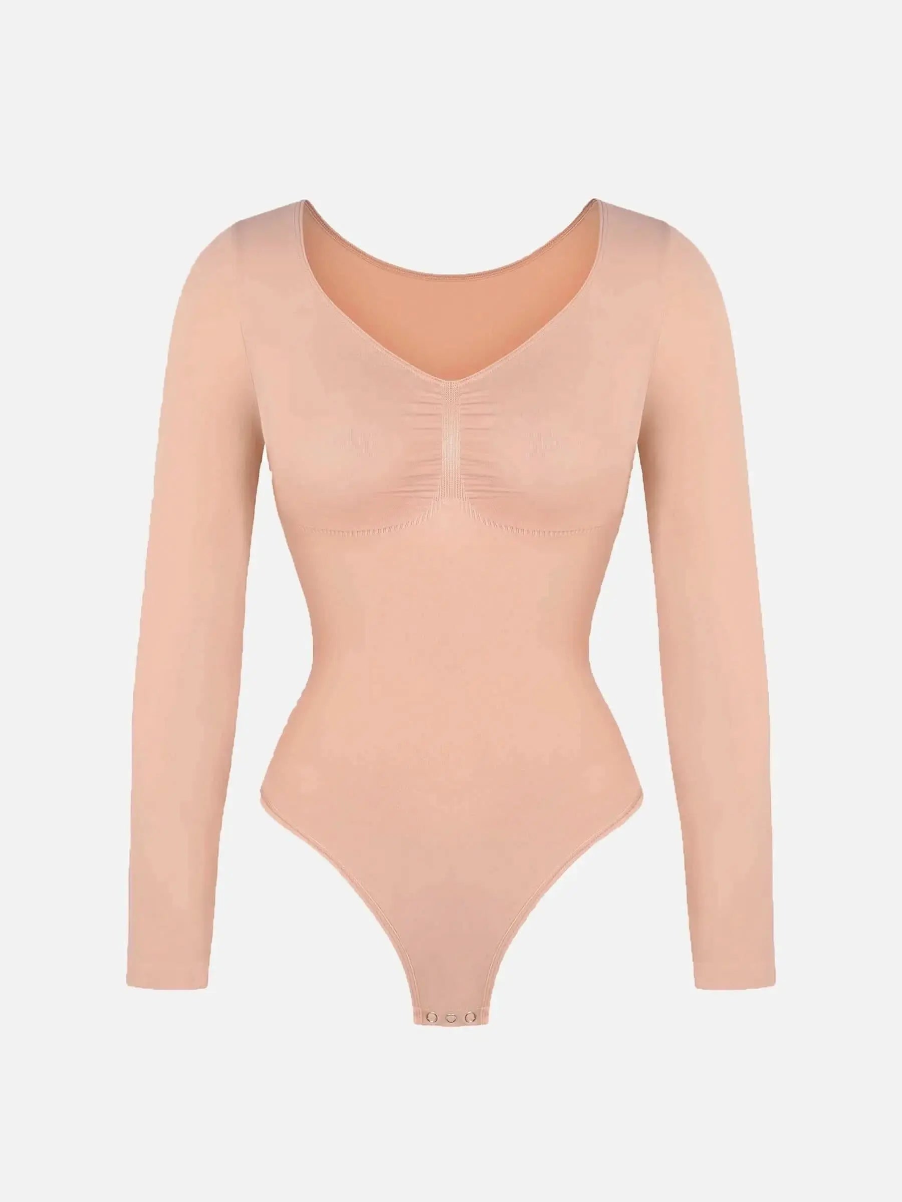 Seamless Long Sleeve Tummy Control Thong Bodysuit - Divine Beauty