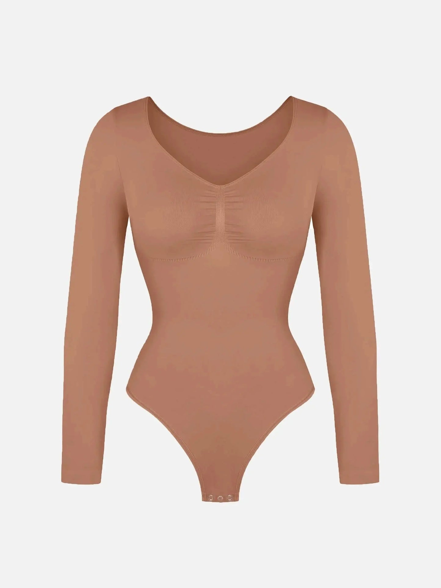 Seamless Long Sleeve Tummy Control Thong Bodysuit - Divine Beauty