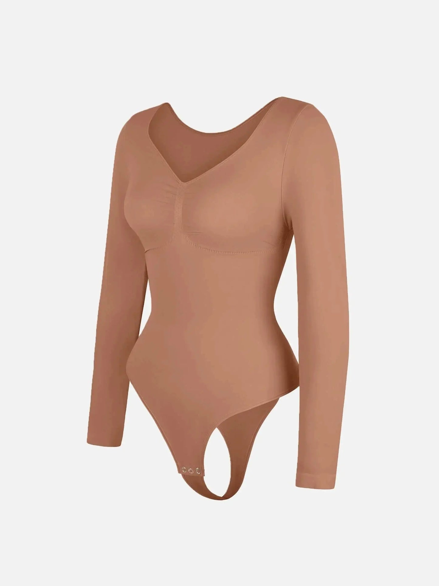 Seamless Long Sleeve Tummy Control Thong Bodysuit - Divine Beauty