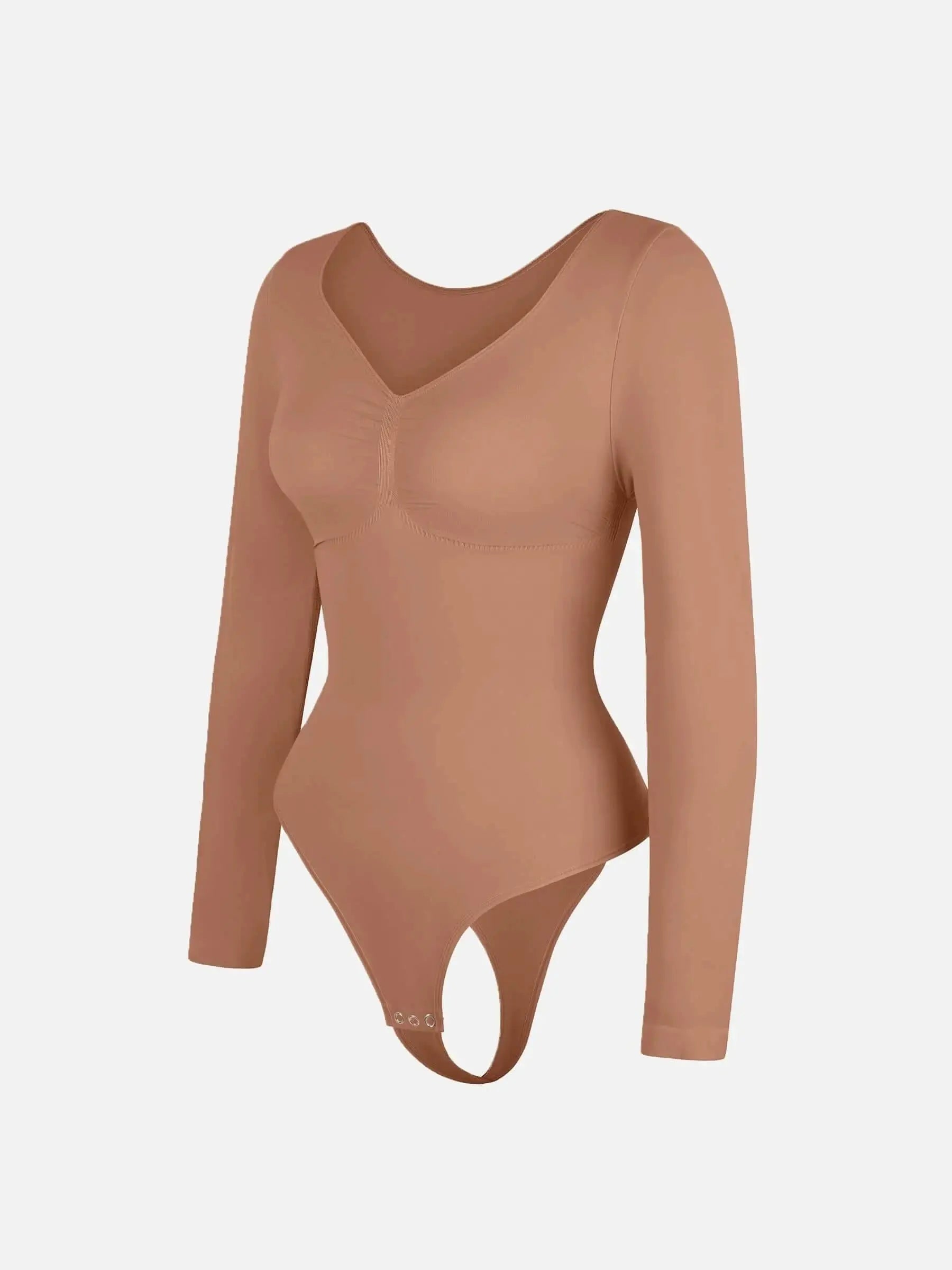 Seamless Long Sleeve Tummy Control Thong Bodysuit - Divine Beauty