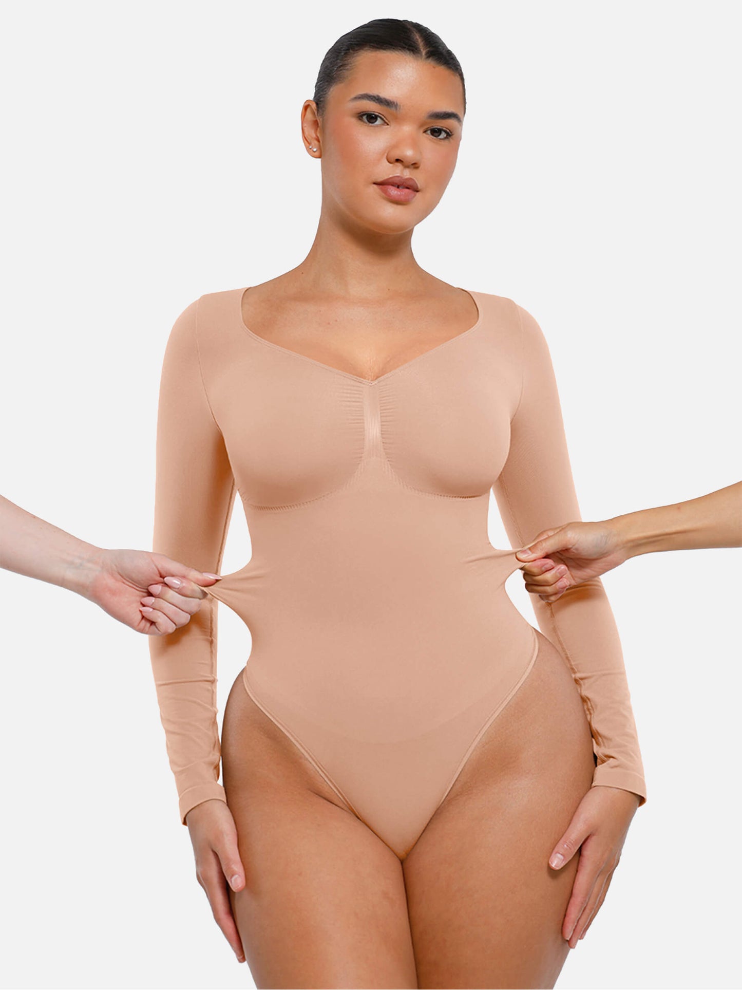 Seamless Long Sleeve Tummy Control Thong Bodysuit