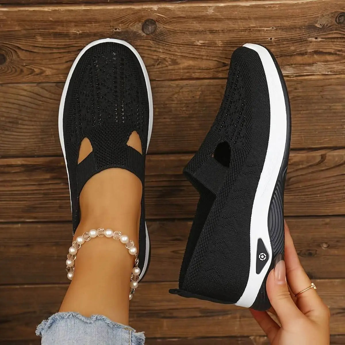 Trendy Women's Breathable Knit Sneakers - Divine Beauty