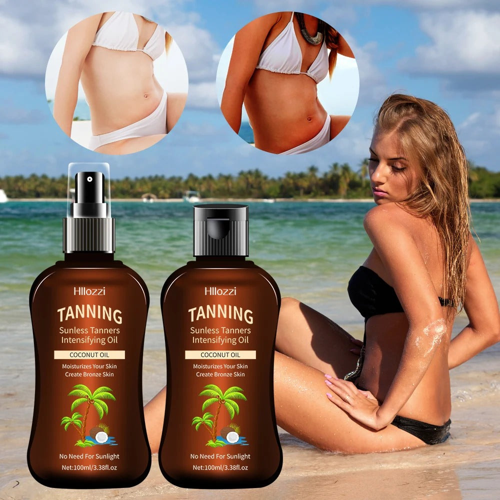 Conjunto de spray de óleo bronzeador de coco e frasco flip (2 unidades)