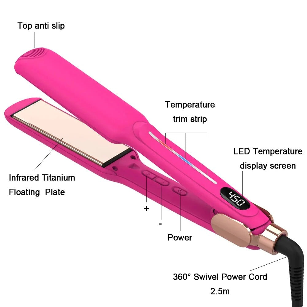 🌸 Professional Pink Infrared Hair Straightener