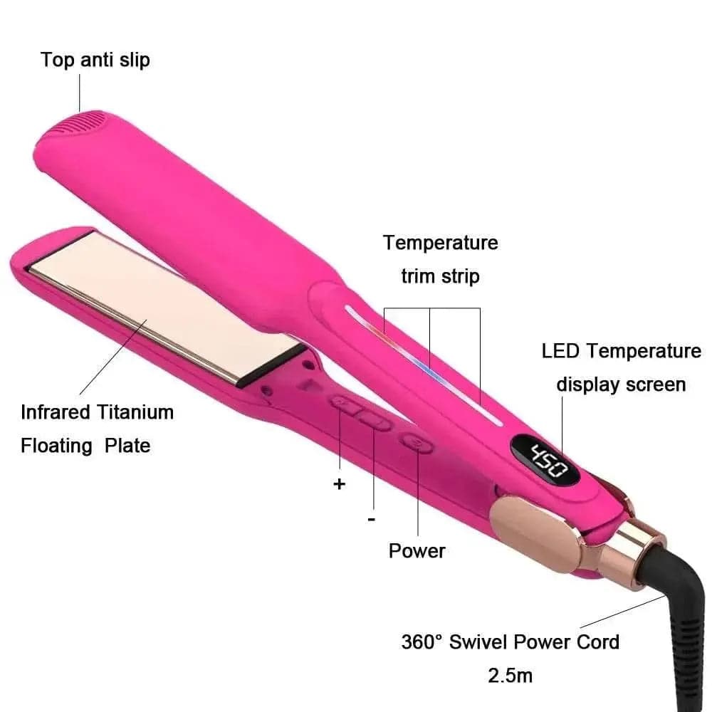 🌸 Professional Pink Infrared Hair Straightener - Divine Beauty