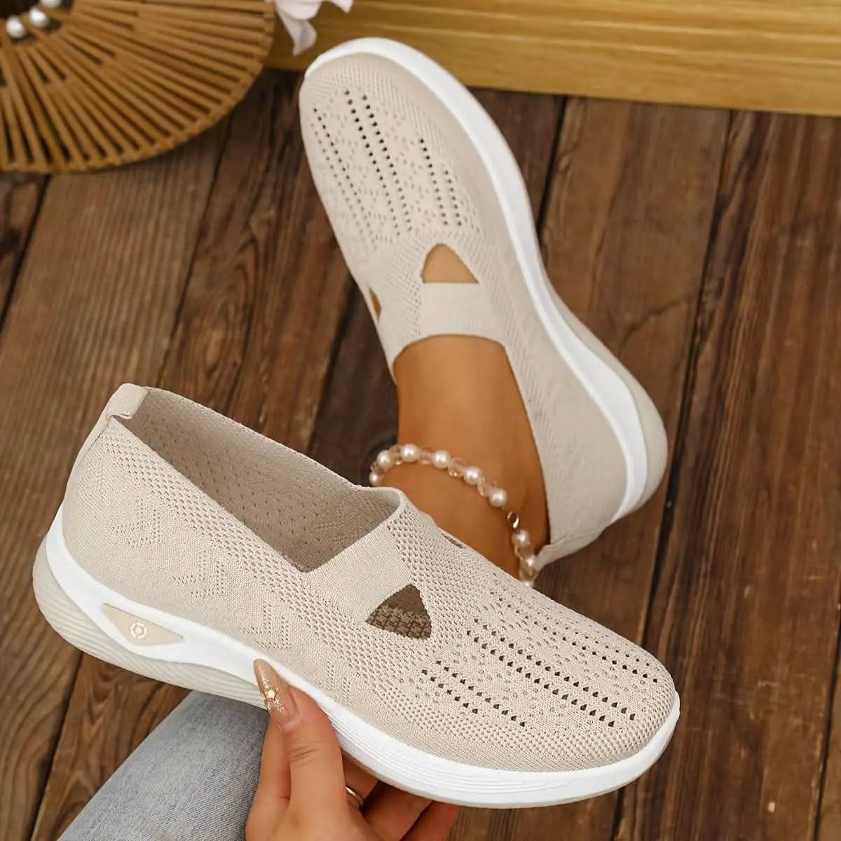 Trendy Women's Breathable Knit Sneakers - Divine Beauty