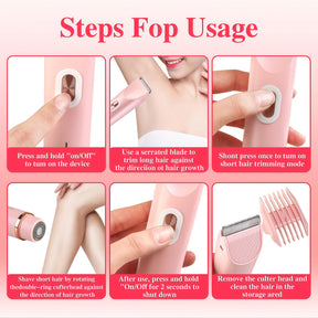 2-in-1 Pink Dual Trimmer for Women - Electric Shaver