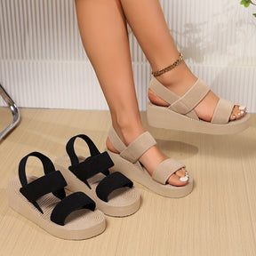 Damen Sommersandalen mit elastischem Riemen, Schlupfschuhe