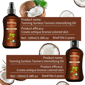 Conjunto de spray de óleo bronzeador de coco e frasco flip (2 unidades) 