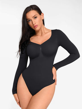 Seamless Long Sleeve Tummy Control Thong Bodysuit