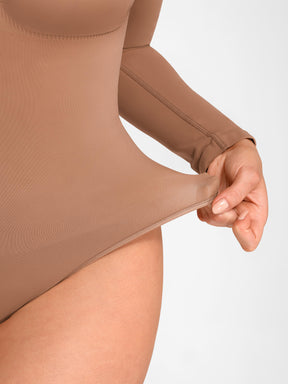Seamless Long Sleeve Tummy Control Thong Bodysuit