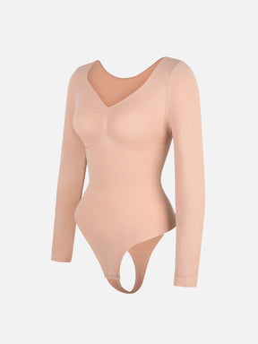 Seamless Long Sleeve Tummy Control Thong Bodysuit