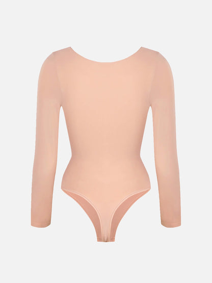 Seamless Long Sleeve Tummy Control Thong Bodysuit