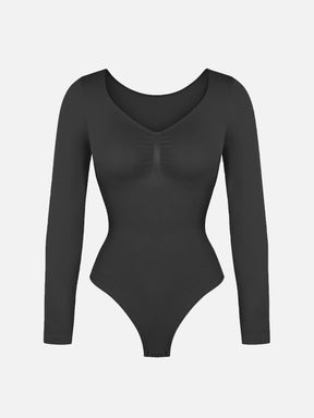 Seamless Long Sleeve Tummy Control Thong Bodysuit