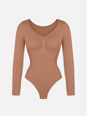 Seamless Long Sleeve Tummy Control Thong Bodysuit