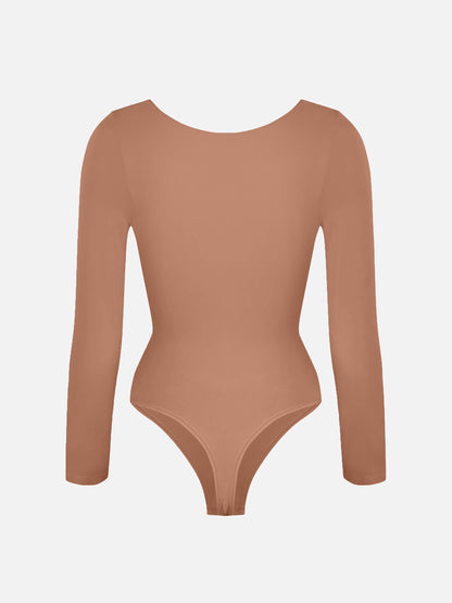 Seamless Long Sleeve Tummy Control Thong Bodysuit