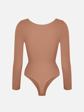 Seamless Long Sleeve Tummy Control Thong Bodysuit