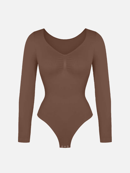 Seamless Long Sleeve Tummy Control Thong Bodysuit
