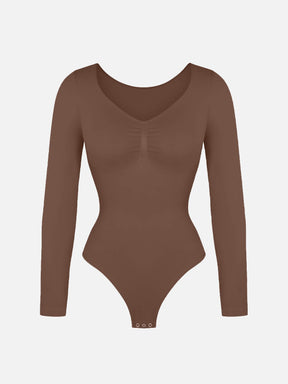 Seamless Long Sleeve Tummy Control Thong Bodysuit