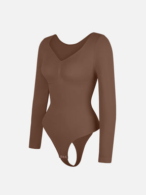 Seamless Long Sleeve Tummy Control Thong Bodysuit