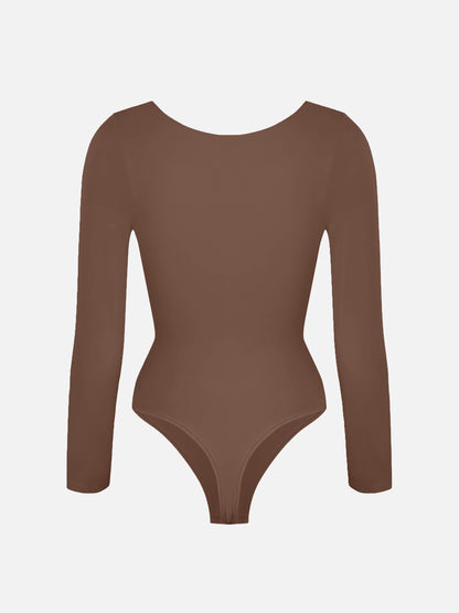 Seamless Long Sleeve Tummy Control Thong Bodysuit
