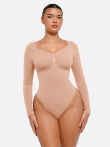 Seamless Long Sleeve Tummy Control Thong Bodysuit