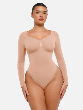 Seamless Long Sleeve Tummy Control Thong Bodysuit
