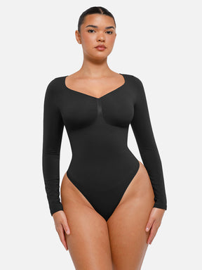 Seamless Long Sleeve Tummy Control Thong Bodysuit