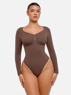 Seamless Long Sleeve Tummy Control Thong Bodysuit