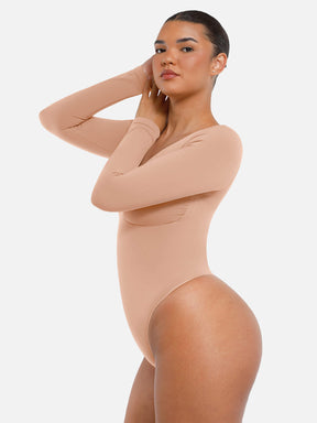 Seamless Long Sleeve Tummy Control Thong Bodysuit