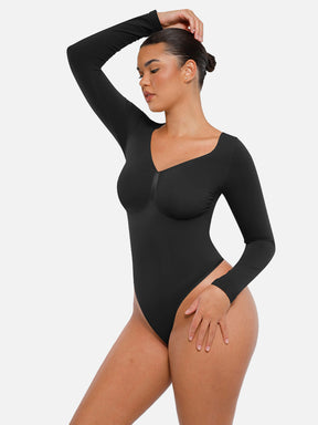 Seamless Long Sleeve Tummy Control Thong Bodysuit
