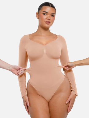 Seamless Long Sleeve Tummy Control Thong Bodysuit