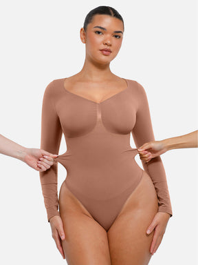 Seamless Long Sleeve Tummy Control Thong Bodysuit