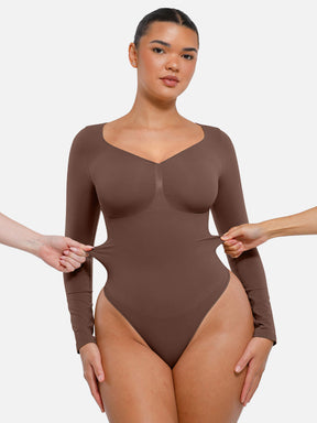 Seamless Long Sleeve Tummy Control Thong Bodysuit