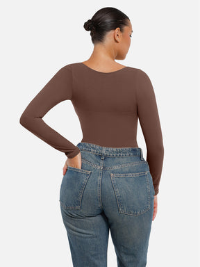 Seamless Long Sleeve Tummy Control Thong Bodysuit