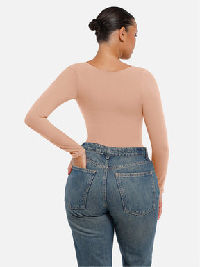 Seamless Long Sleeve Tummy Control Thong Bodysuit