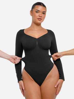 Seamless Long Sleeve Tummy Control Thong Bodysuit