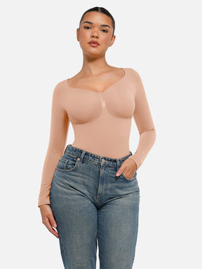 Seamless Long Sleeve Tummy Control Thong Bodysuit