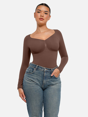 Seamless Long Sleeve Tummy Control Thong Bodysuit
